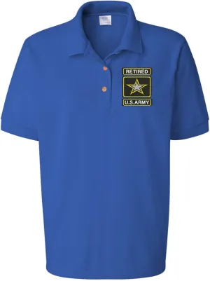 ALLNTRENDS Women's Polo T Shirt USA Retired Army Embroidered Military Polo Shirt