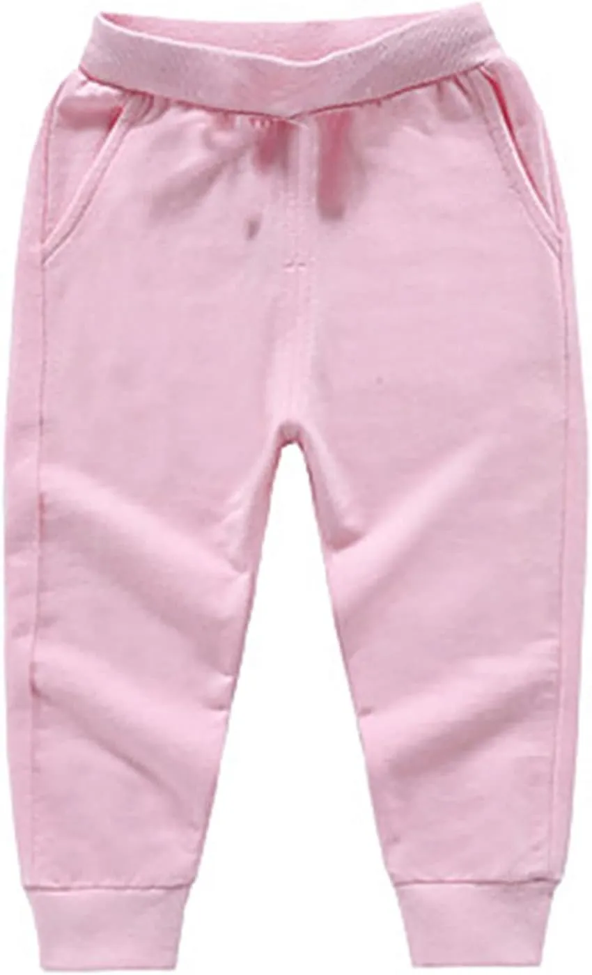 Baby Girls Boy's Pants Toddler Cotton Pull on Jogger Kids Solid Elastic Waist Sweatpants Baggy Sport Pants