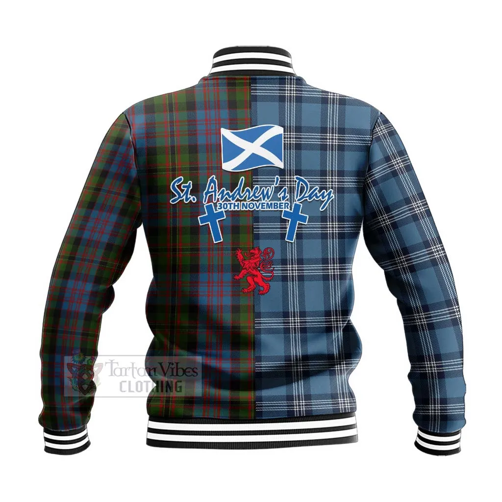 Bowie Tartan Baseball Jacket Happy St. Andrew's Day Half Tartan Style
