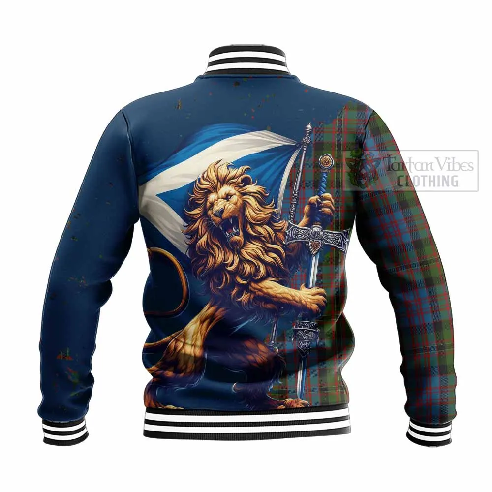Bowie Tartan Family Crest Baseball Jacket with Scottish Majestic Lion