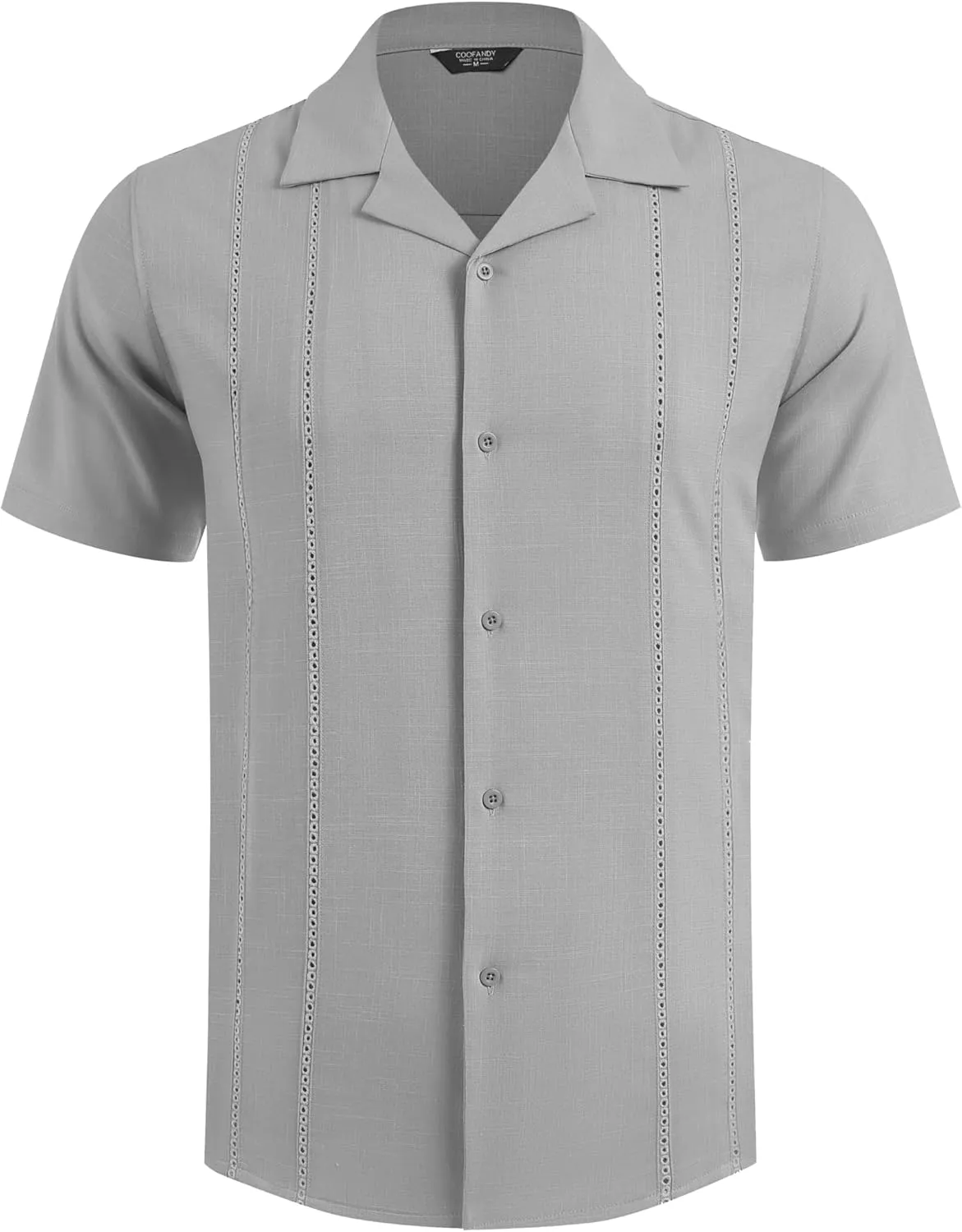 COOFANDY Guayabera Shirts for Men Cuban Short Sleeve Button Down Summer Shirts Linen Shirts