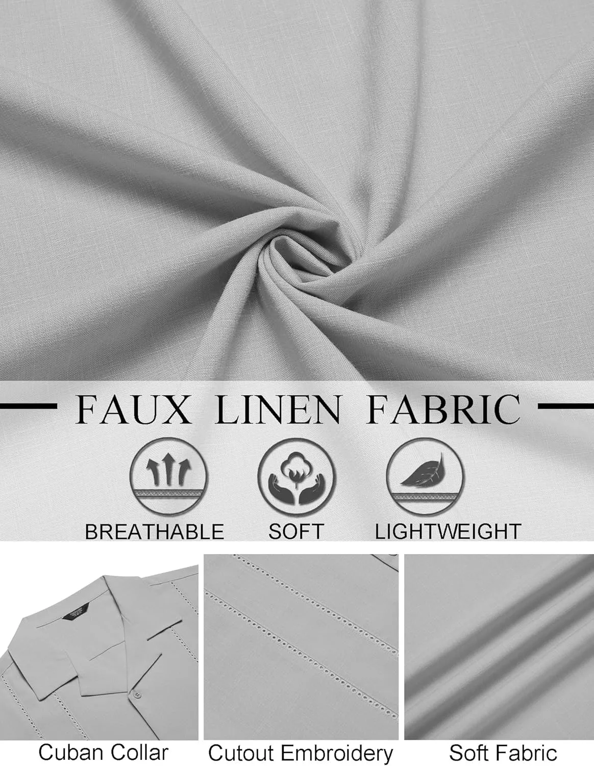 COOFANDY Guayabera Shirts for Men Cuban Short Sleeve Button Down Summer Shirts Linen Shirts