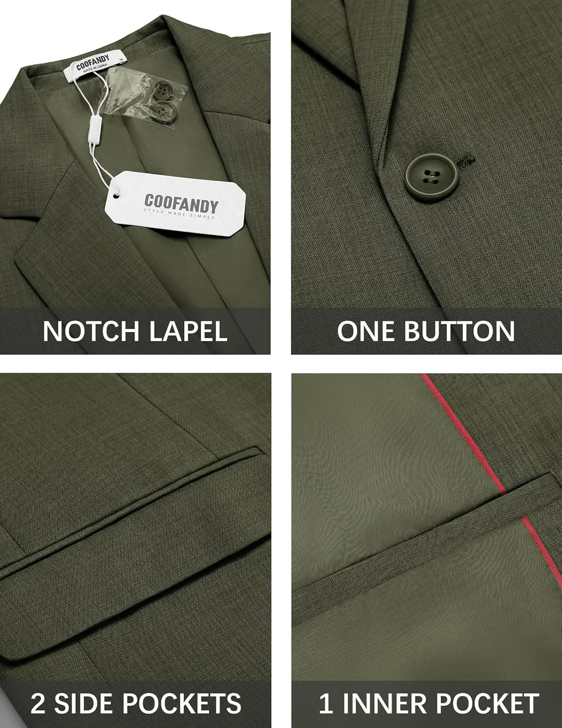 COOFANDY Mens Casual Blazer Suit Jackets One Button Sport Coats Lightweight Business Sports Jackets