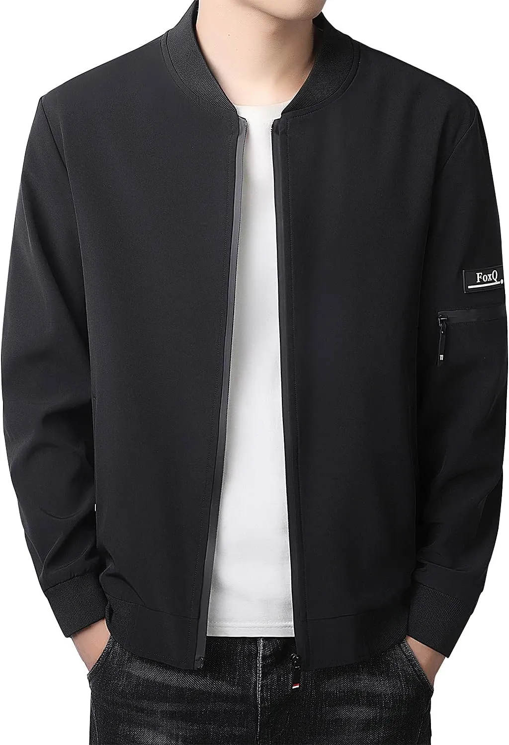 FoxQ Men's Bomber Jacket Lightweight, Slim Fit Sportswear Daily Casual Style with a Sporty Edge