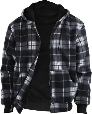 Gary Com Heavyweight Sherpa Hoodies for Men, Thick Fleece Lined Full Zip Up Winter Warm Sweatshirts Work Jackets