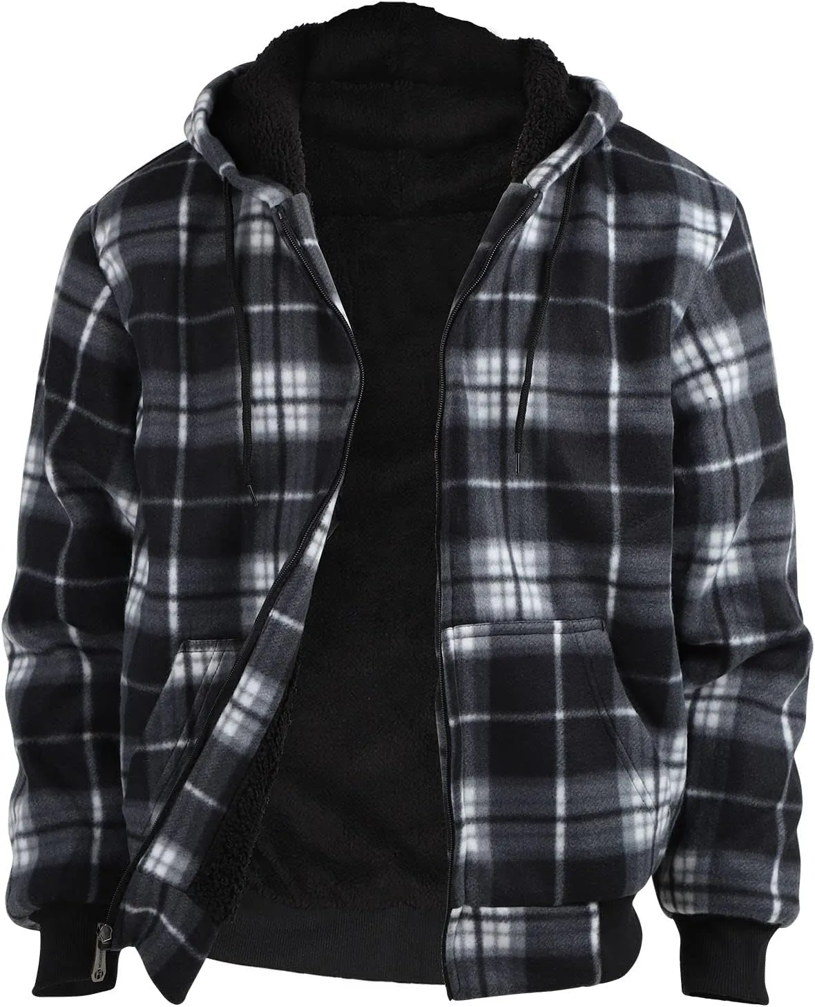 Gary Com Heavyweight Sherpa Hoodies for Men, Thick Fleece Lined Full Zip Up Winter Warm Sweatshirts Work Jackets