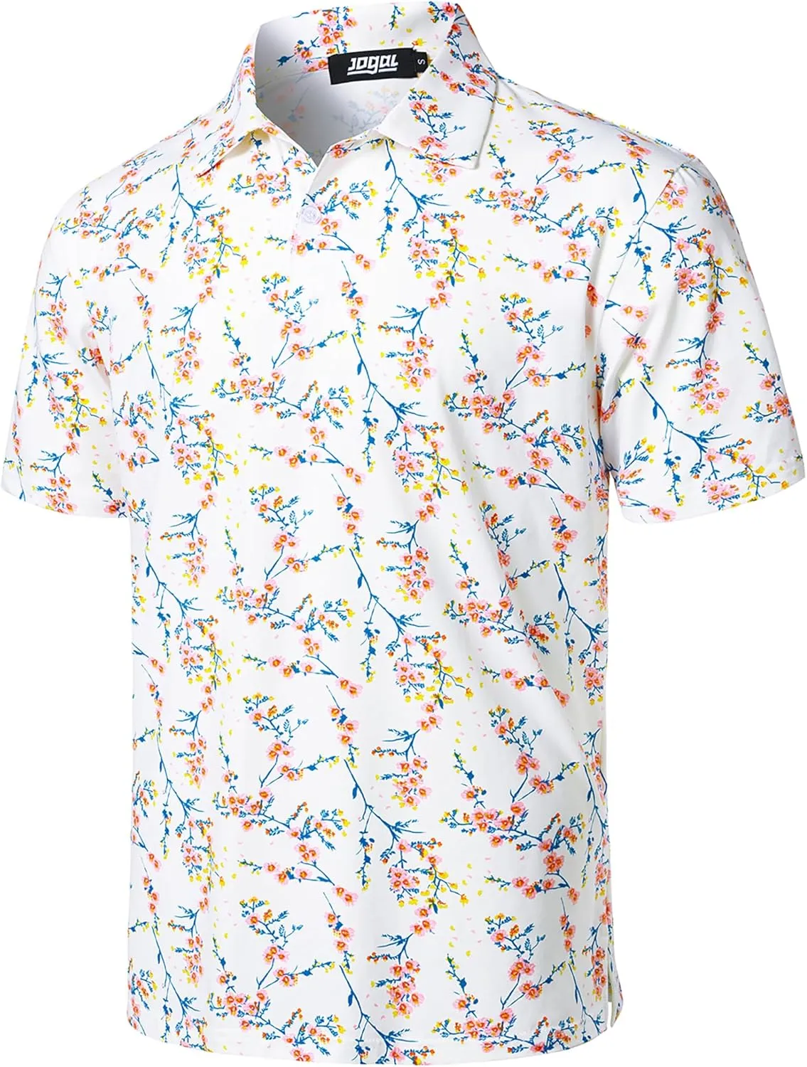 JOGAL Mens Golf Polo Shirts Short Sleeve Dry Fit Performance Moisture Wicking Printed Summer T-Shirt