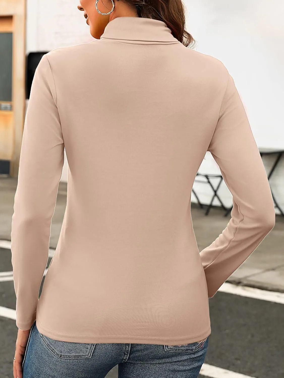 KYLELOVE Womens Turtleneck Long Sleeve Thermal Shirts Basic Slim Fitted Layering Undershirts Fall Winter Tops