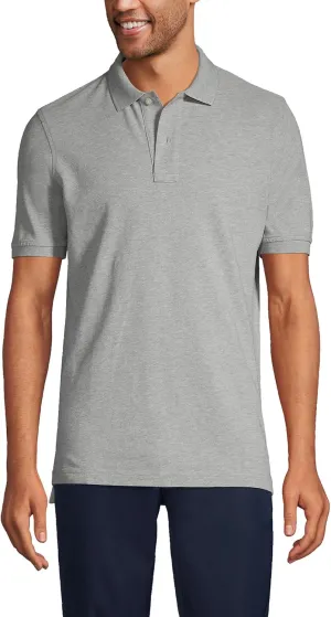 Lands' End Men's Short Sleeve Mesh Polo Shirt Large Gray Heather