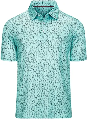 Mens Golf Polo Shirts Short Sleeve Print Performance Moisture Wicking Dry Fit Collared Golf Shirts for Men