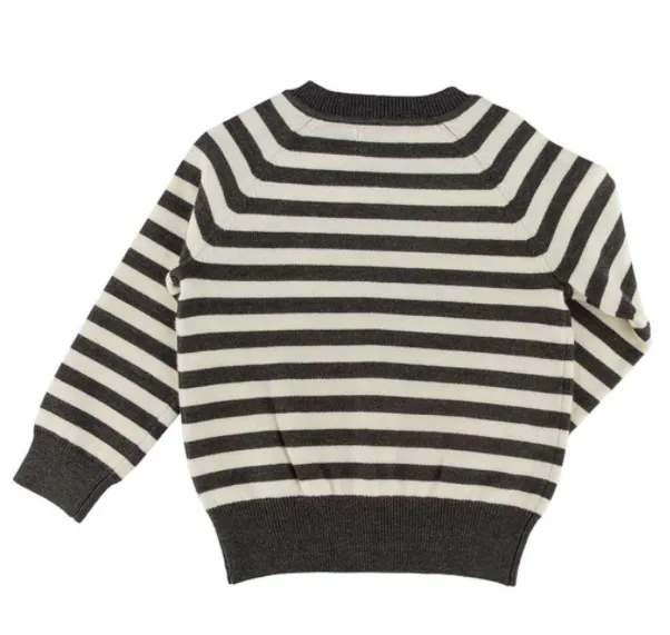 Miki Miette - Boys Indiana Pullover Sweater in Black and White Stripes (18-24mo and 2T)