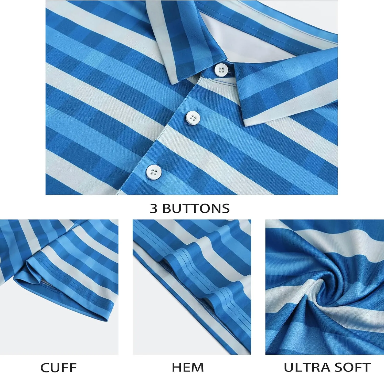 TIHEEN Mens Performance Moisture Wicking Golf Polo Shirt,Mens Business Casual Printed Short Sleeve Polo Shirts