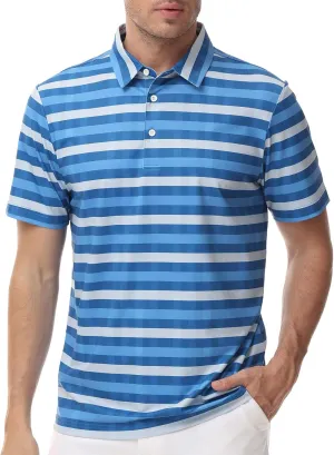 TIHEEN Mens Performance Moisture Wicking Golf Polo Shirt,Mens Business Casual Printed Short Sleeve Polo Shirts