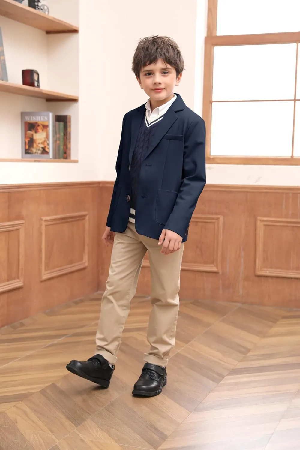 Toddler Boys' Blazer Jackets Lightweight Stylish Two Buttons Solid School Suit Casual Sport Coat