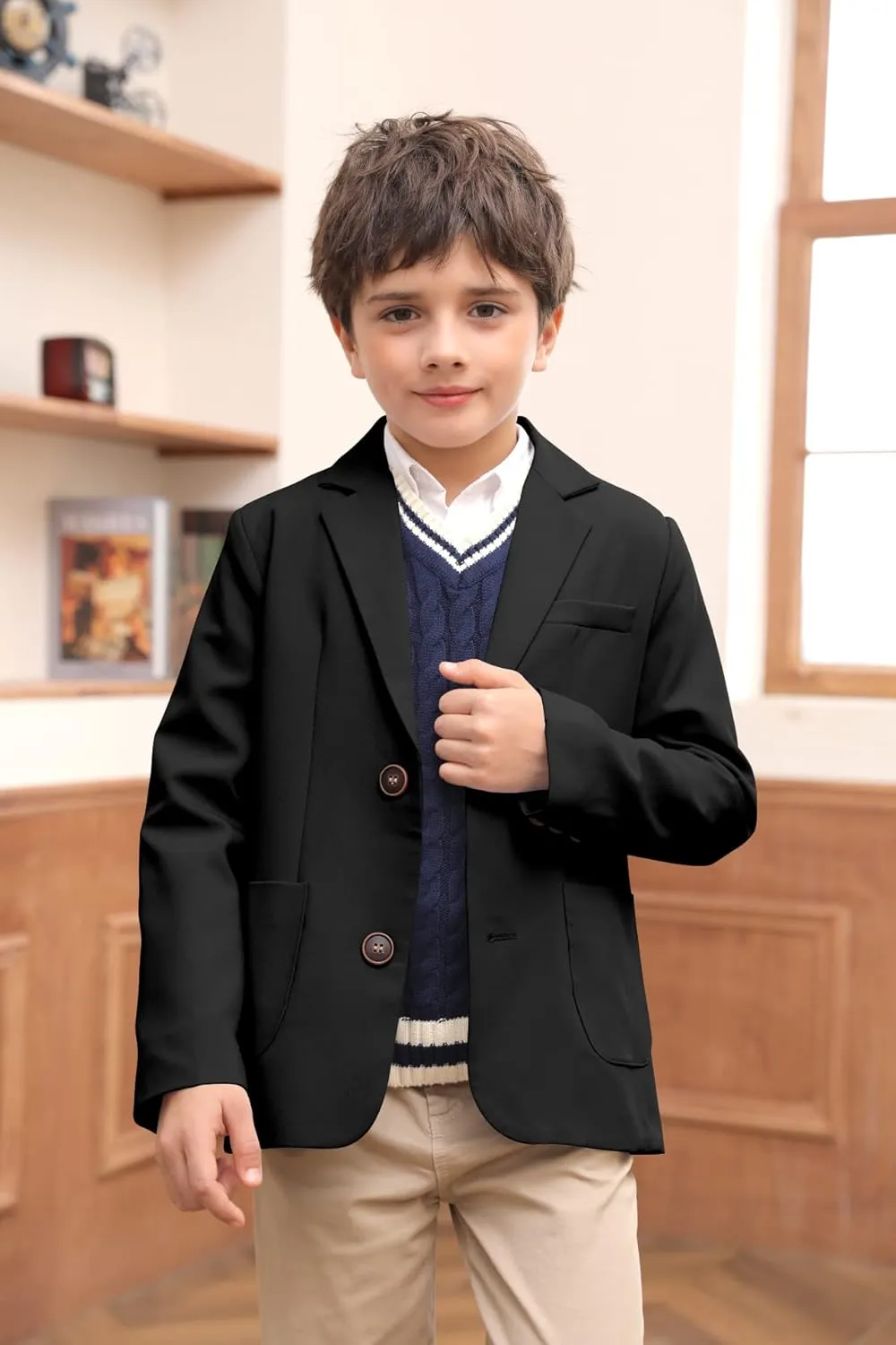 Toddler Boys' Blazer Jackets Lightweight Stylish Two Buttons Solid School Suit Casual Sport Coat