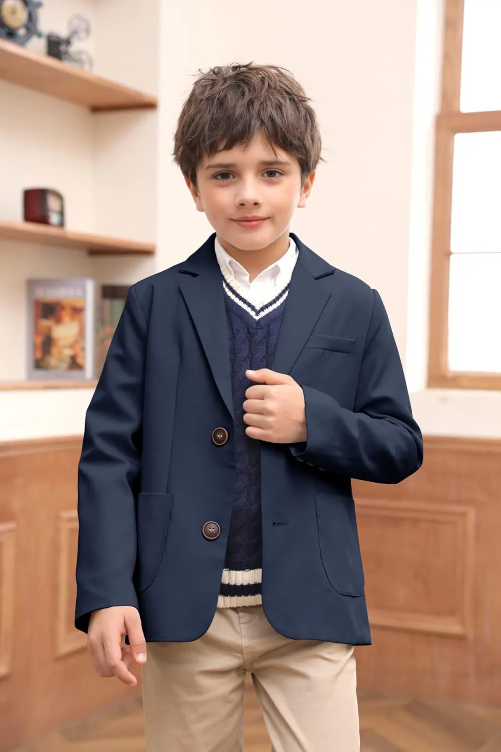 Toddler Boys' Blazer Jackets Lightweight Stylish Two Buttons Solid School Suit Casual Sport Coat