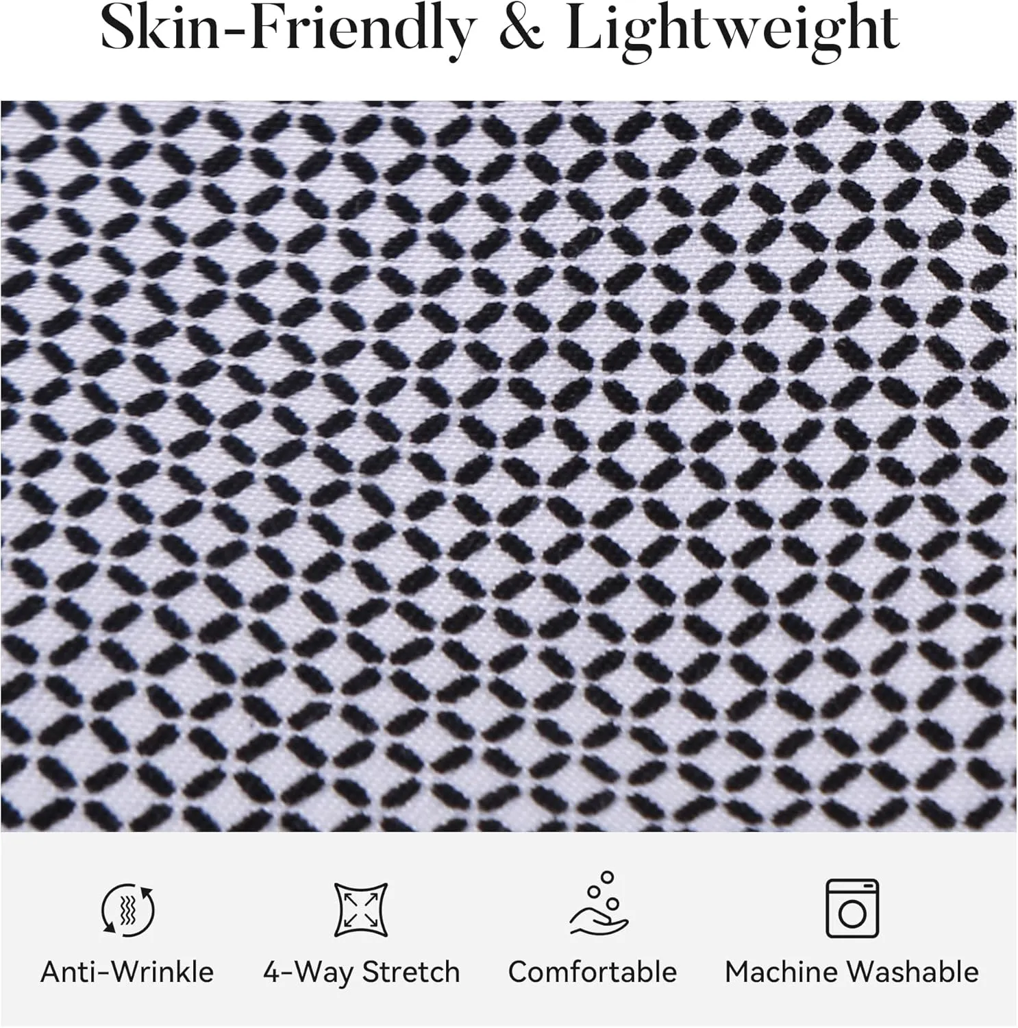 WARHORSEE Mens Casual Button Down Dress Shirts Long Sleeve 4-Way Stretch Collared Printed Business Work Shirt