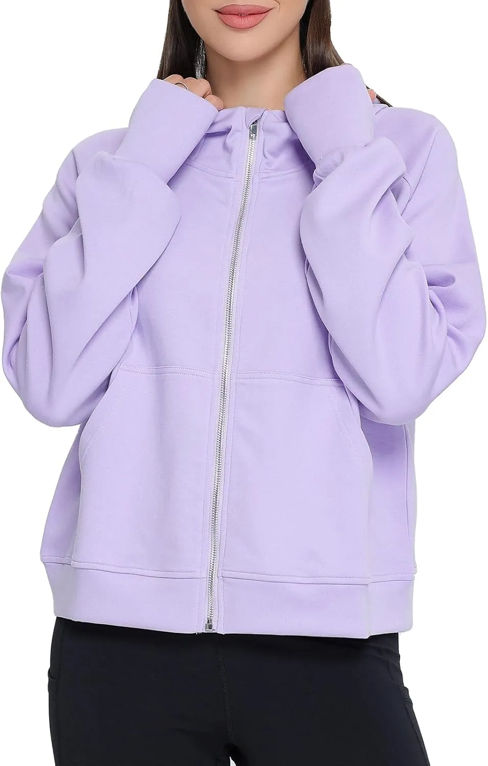 Womens Zip Up Coat Hooded Shirts Full Zip Jackets Sport Coat Spring Tops Fashion Outfits