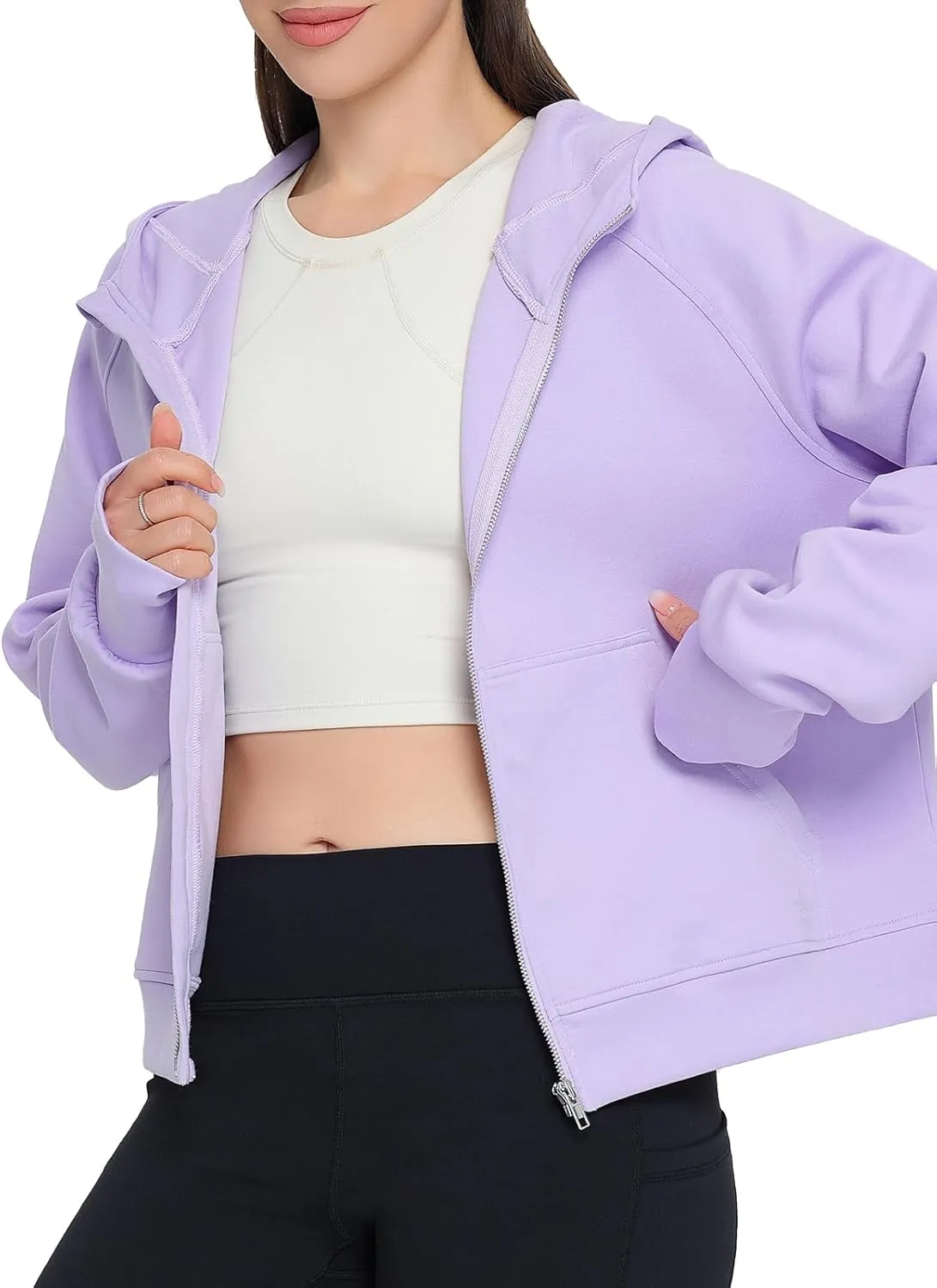 Womens Zip Up Coat Hooded Shirts Full Zip Jackets Sport Coat Spring Tops Fashion Outfits