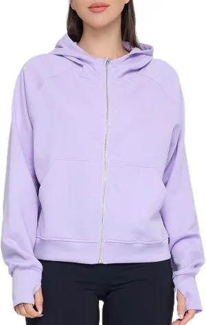 Womens Zip Up Coat Hooded Shirts Full Zip Jackets Sport Coat Spring Tops Fashion Outfits