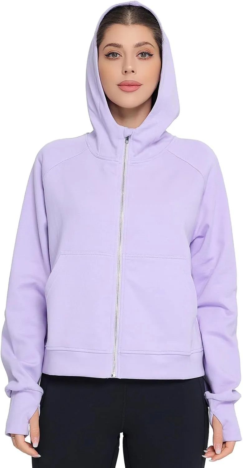 Womens Zip Up Coat Hooded Shirts Full Zip Jackets Sport Coat Spring Tops Fashion Outfits