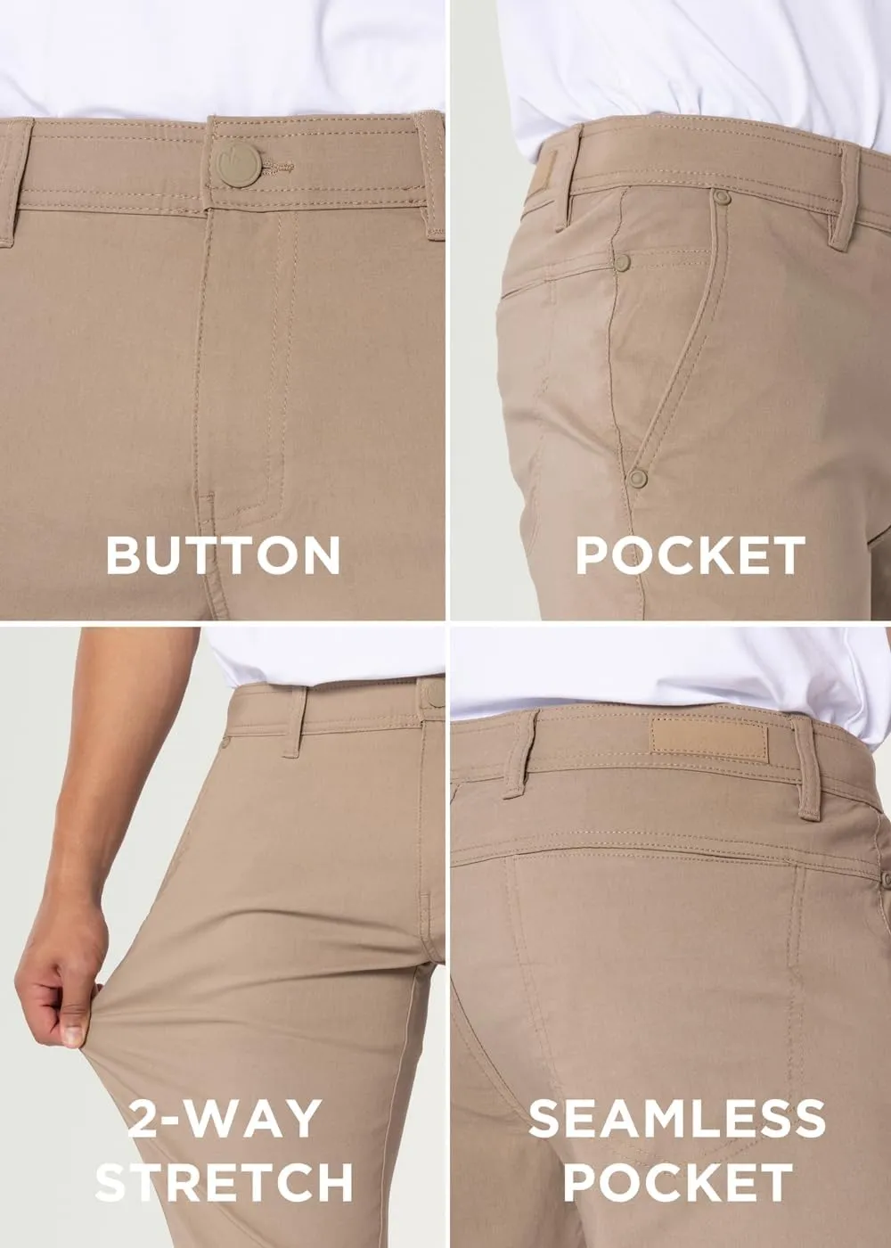 X RAY Stretch Slim Fit Golf Pants Men with Pockets - Tapered Lightweight Mens Golf Pants (Available in 30-38)